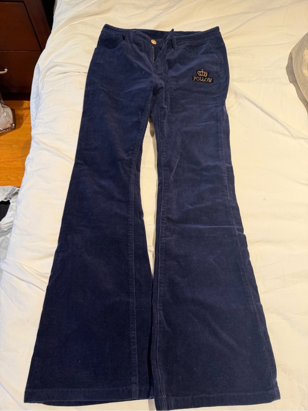 Navy Blue Corduroy Flare Pants